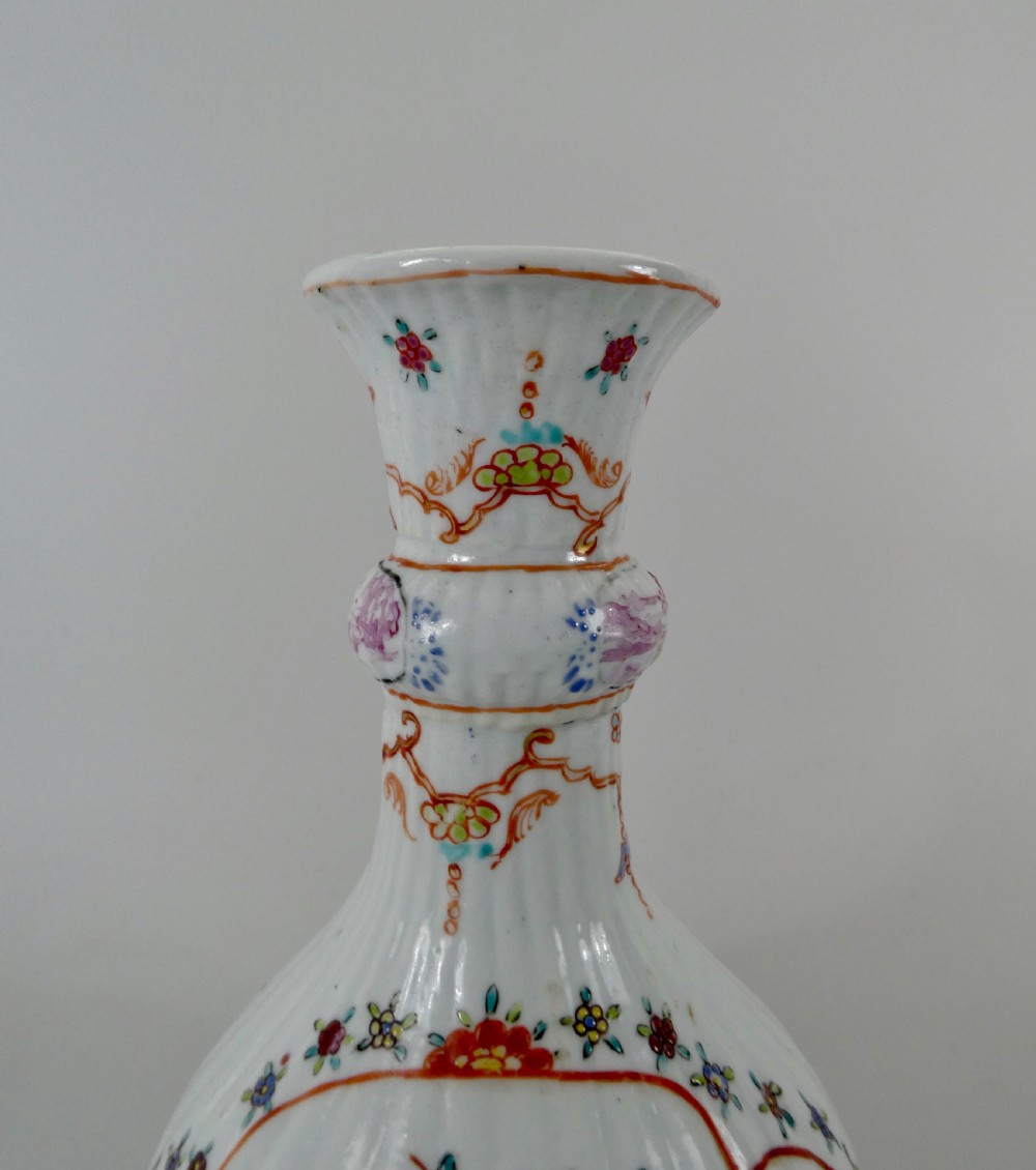 Chinese garniture of vases. Famille rose decoration. Qianlong Period. View IV