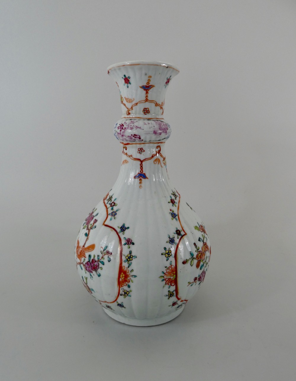 Chinese garniture of vases. Famille rose decoration. Qianlong Period. View V