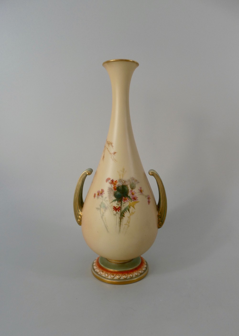Royal Worcester porcelain vase. Thistles. Dated 1901. View VI