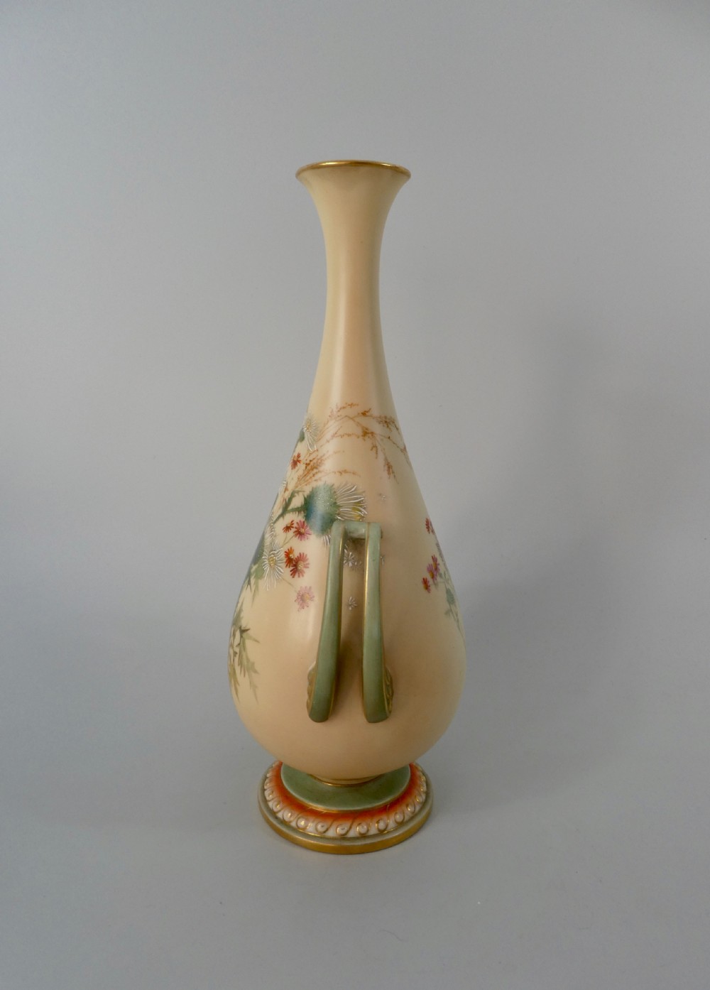 Royal Worcester porcelain vase. Thistles. Dated 1901. View IX