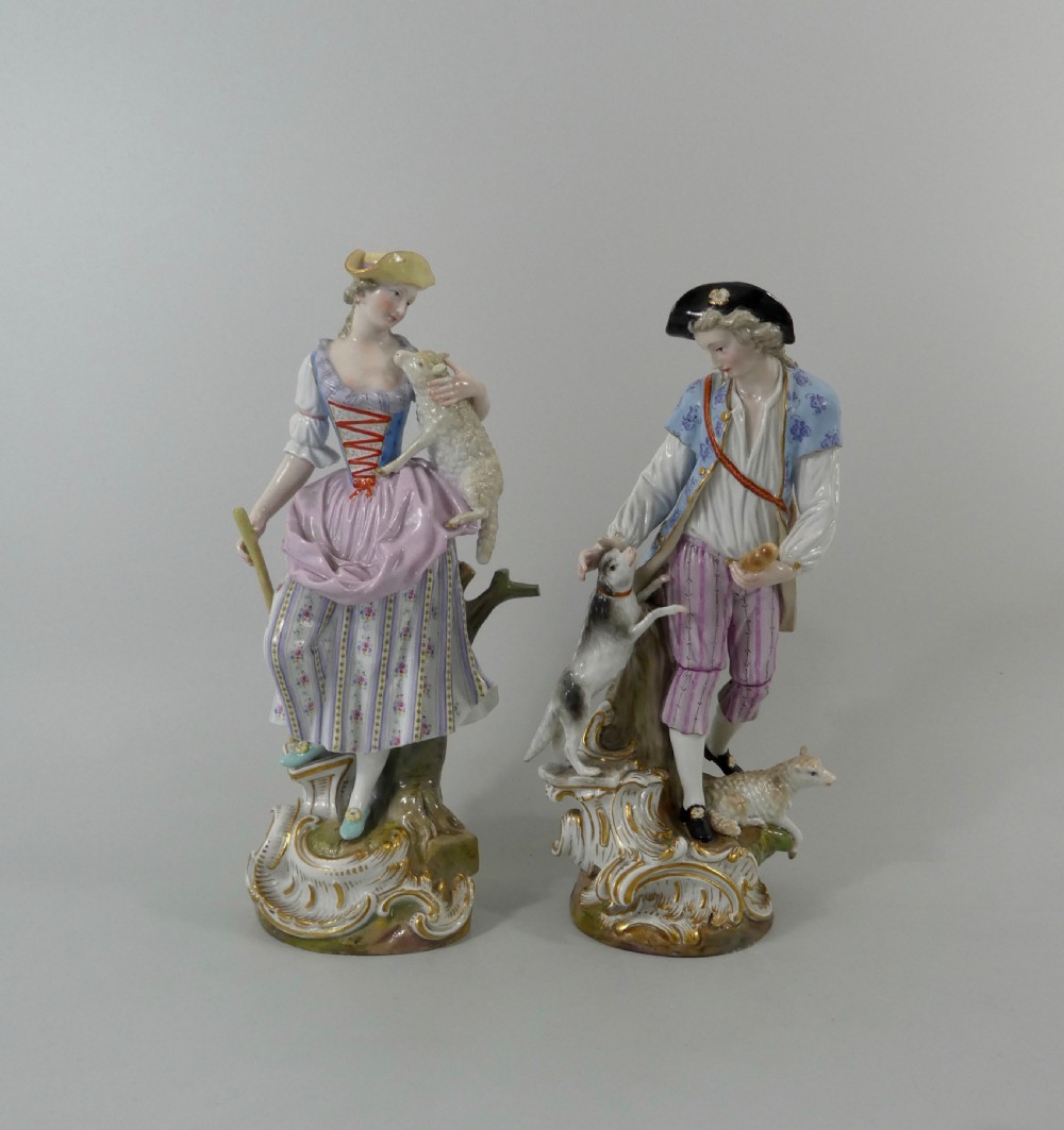Pair Meissen porcelain figures, c. 1870.