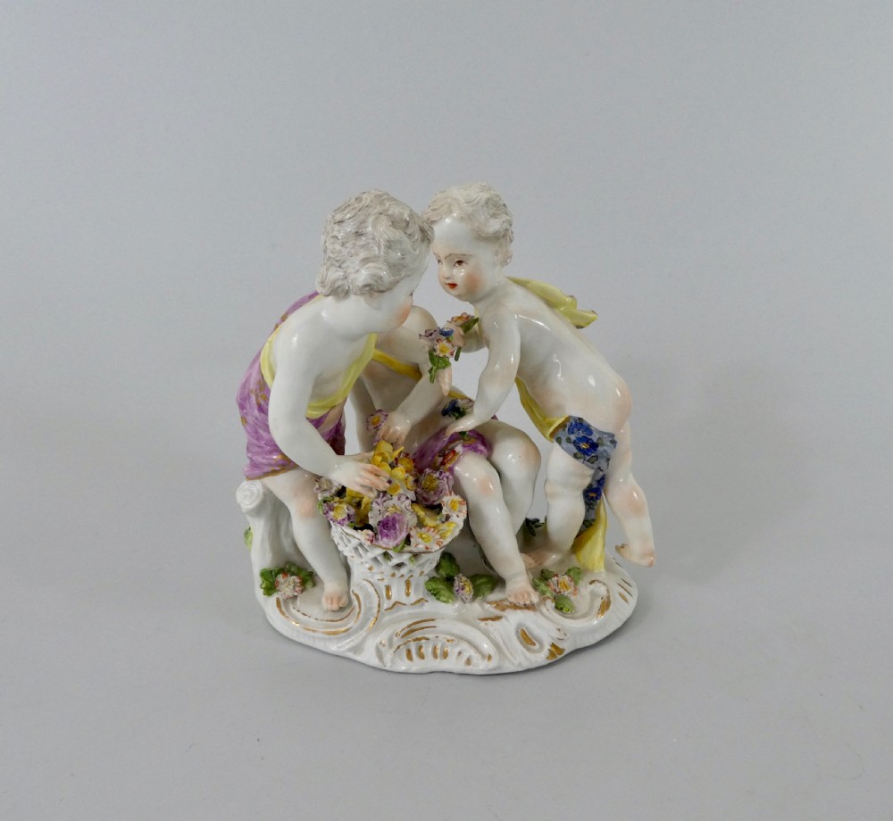 Meissen group of Putti gathering flowers, c. 1740.