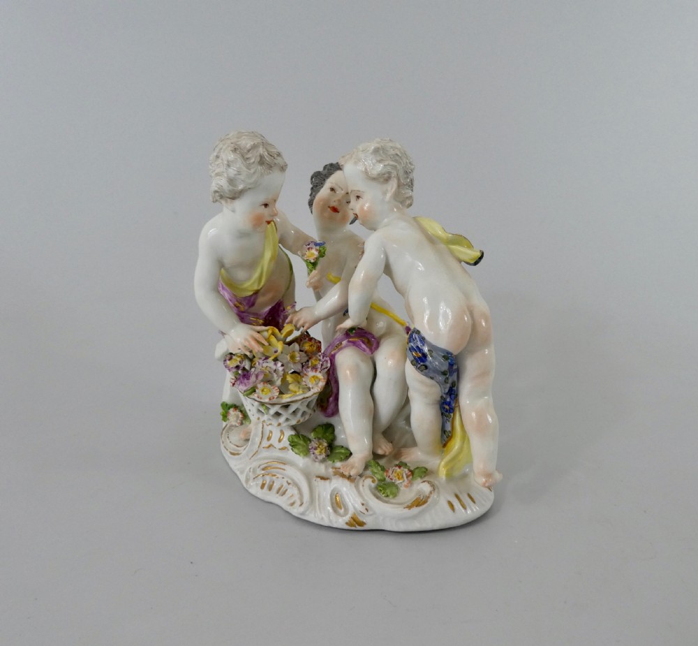 Meissen group of Putti gathering flowers, c. 1740. View II