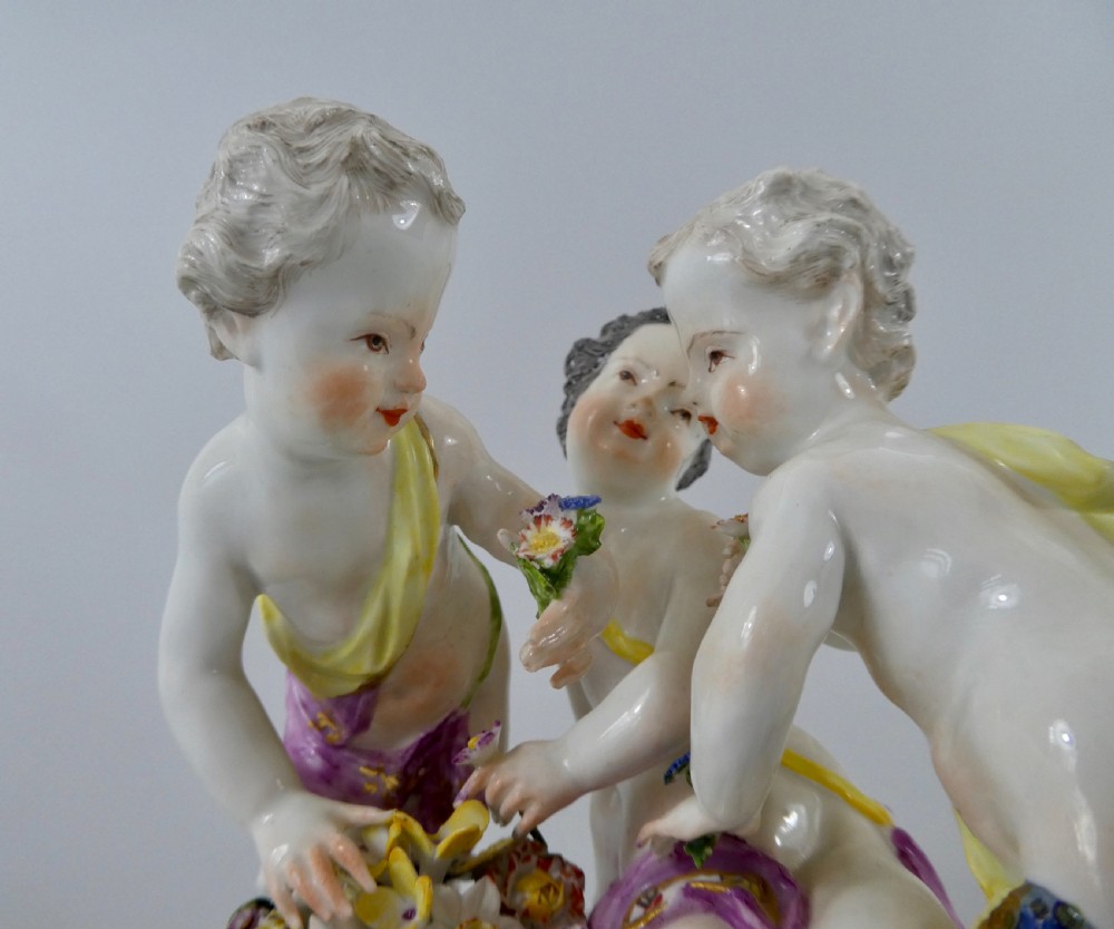 Meissen group of Putti gathering flowers, c. 1740. View VII