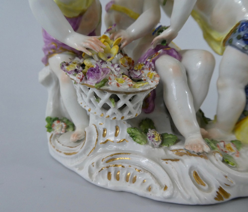 Meissen group of Putti gathering flowers, c. 1740. View VIII