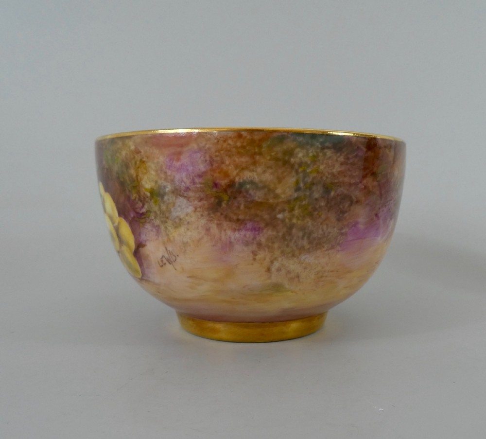Royal Worcester sugar bowl, Signed R. Lewis View VII