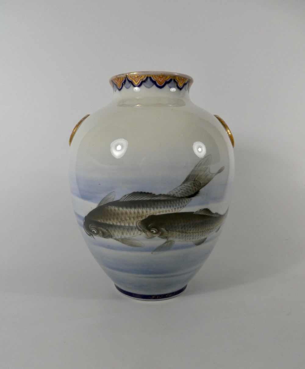 Fukugawa vase. Carp decoration, Japan, c. 1890. Meiji Period.