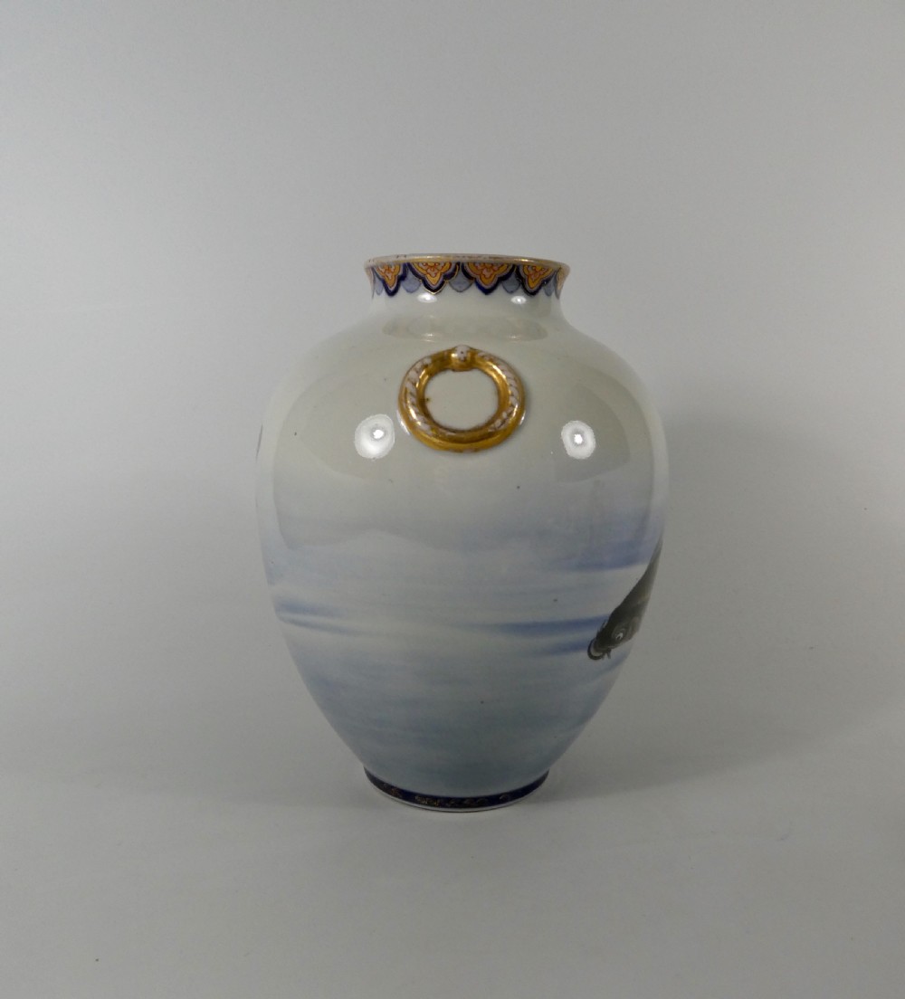 Fukugawa vase. Carp decoration, Japan, c. 1890. Meiji Period. View II