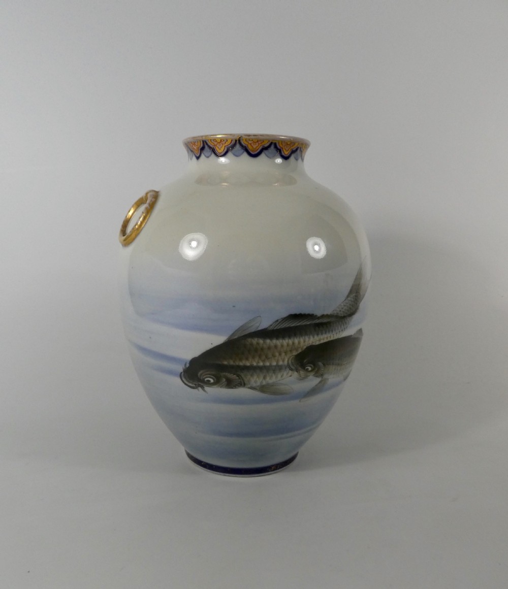 Fukugawa vase. Carp decoration, Japan, c. 1890. Meiji Period. View III