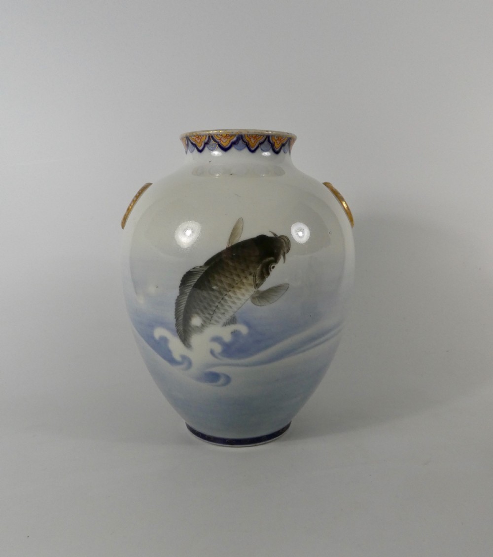 Fukugawa vase. Carp decoration, Japan, c. 1890. Meiji Period. View IV