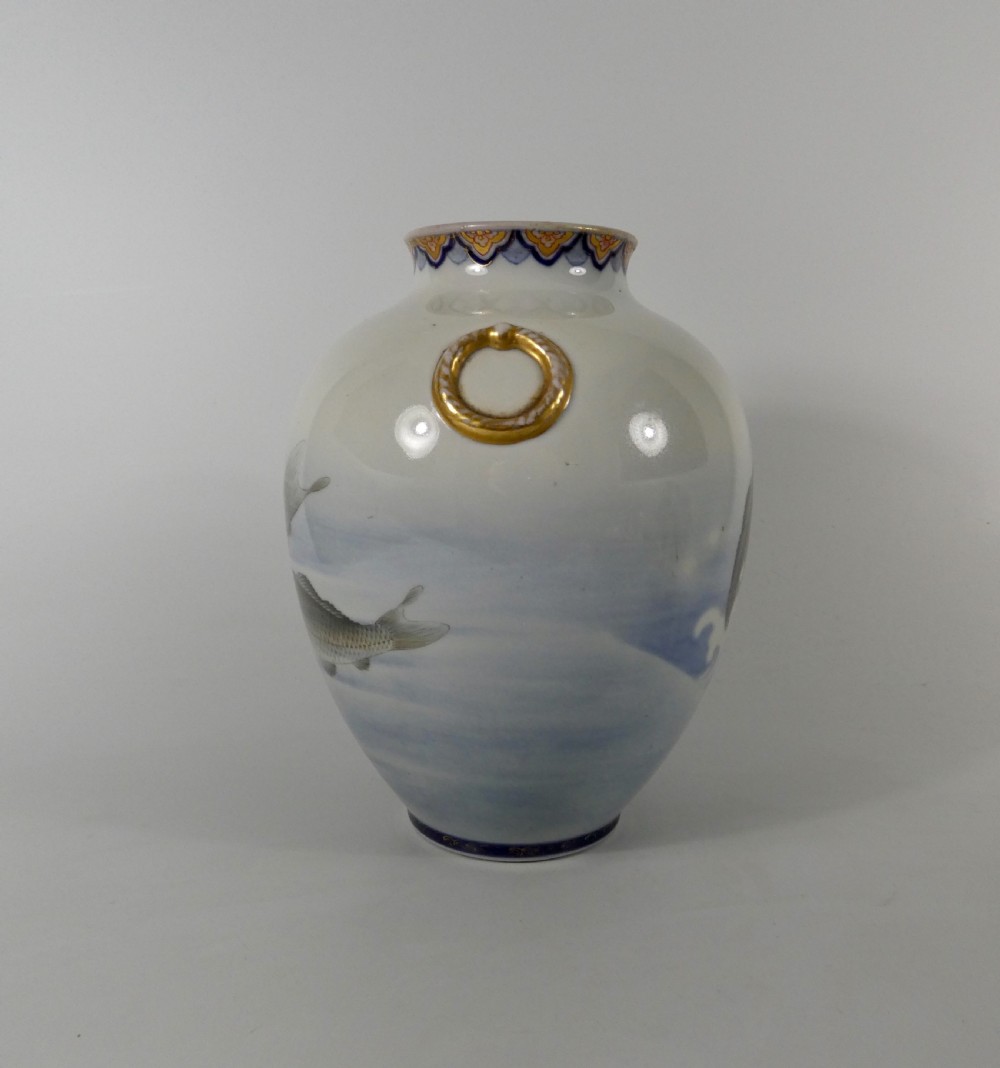 Fukugawa vase. Carp decoration, Japan, c. 1890. Meiji Period. View V