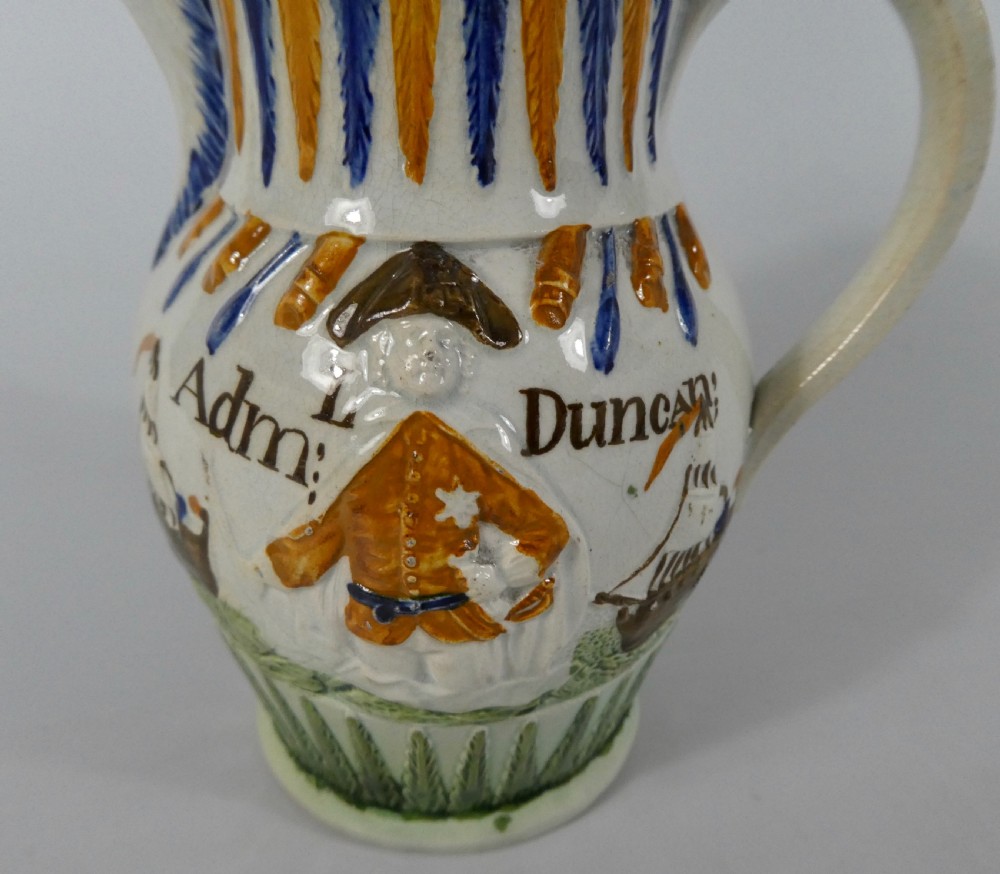 Prattware pottery jug, ‘Admiral Duncan, c. 1798. View II