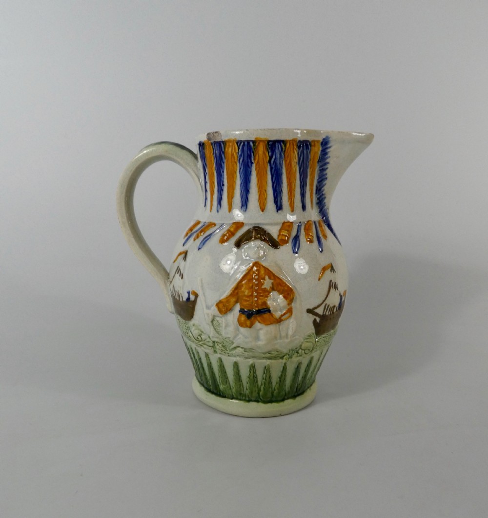 Prattware pottery jug, ‘Admiral Duncan, c. 1798. View IV