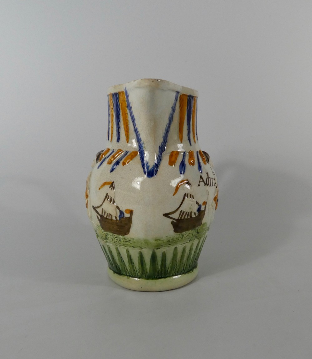 Prattware pottery jug, ‘Admiral Duncan, c. 1798. View V