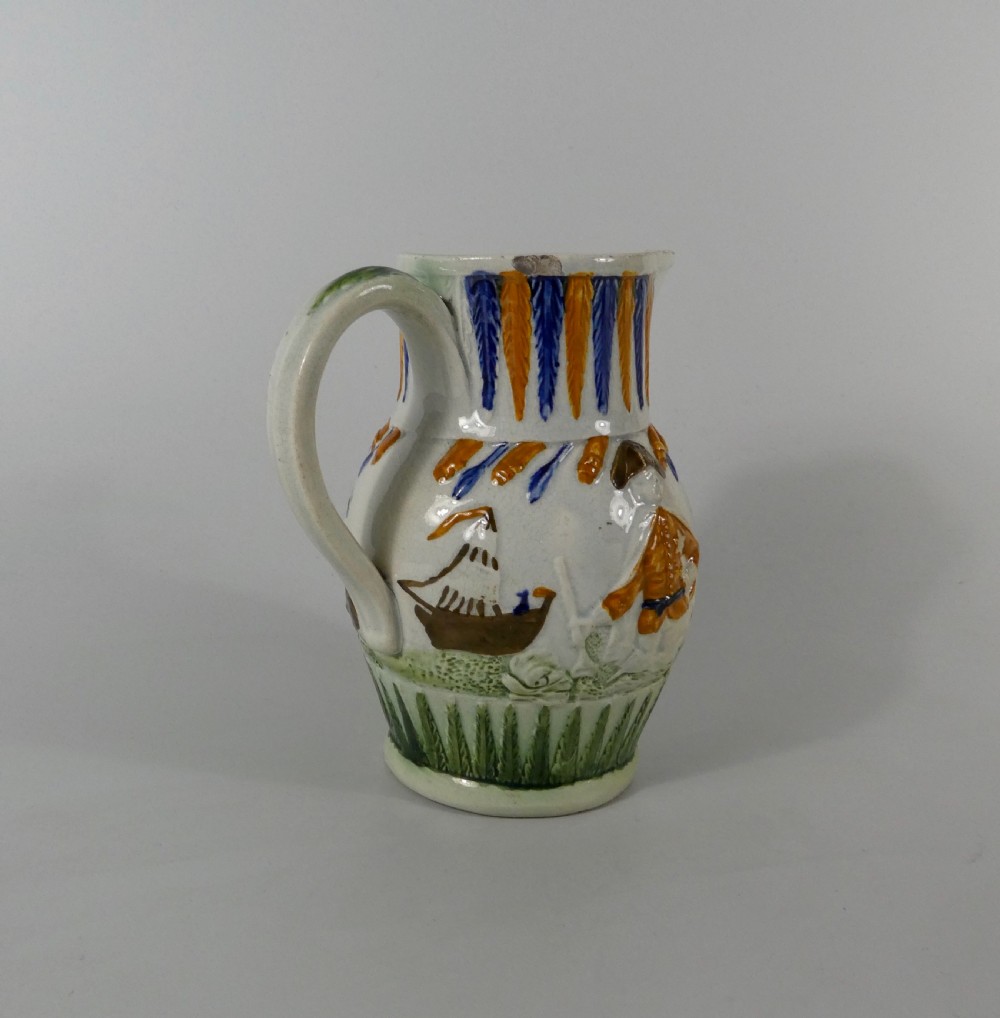 Prattware pottery jug, ‘Admiral Duncan, c. 1798. View VI