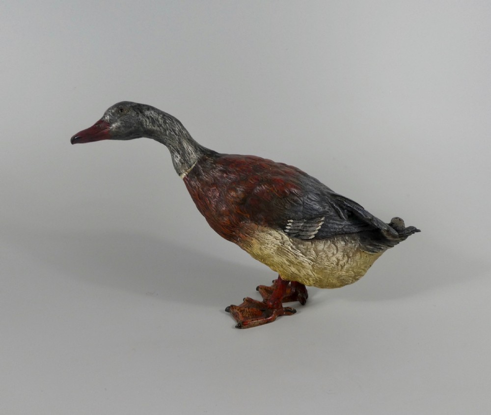 Austrian cold painted bronze duck, c. 1910.