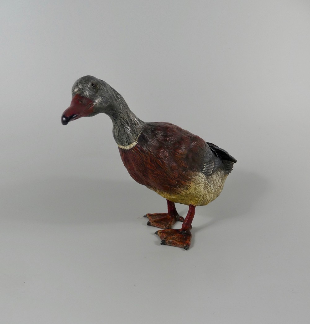 Austrian cold painted bronze duck, c. 1910. View V