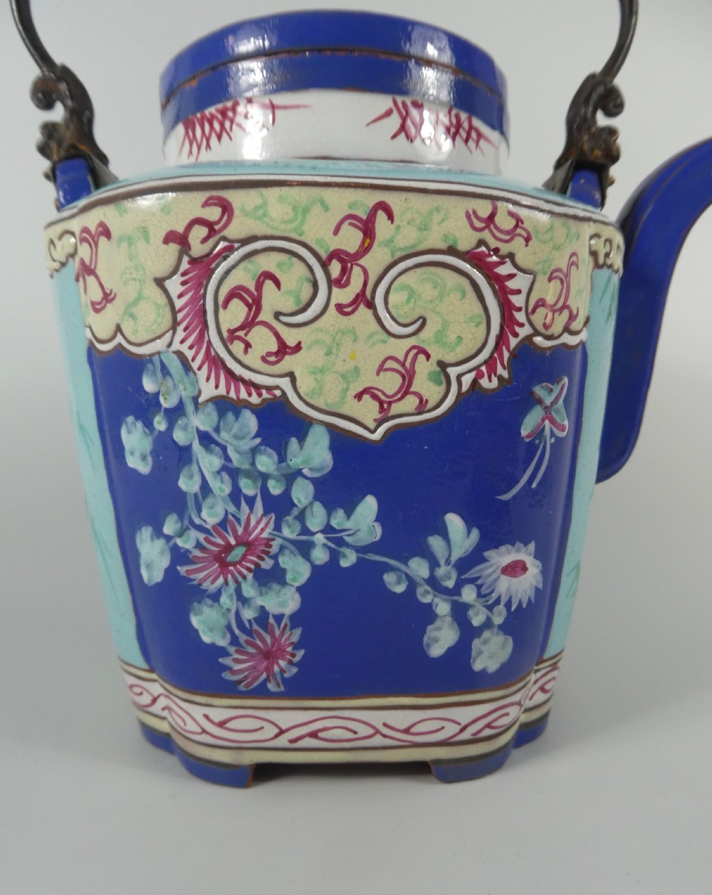 Chinese Yixing enamelled teapot, c.1850. Qing Dynasty. View II