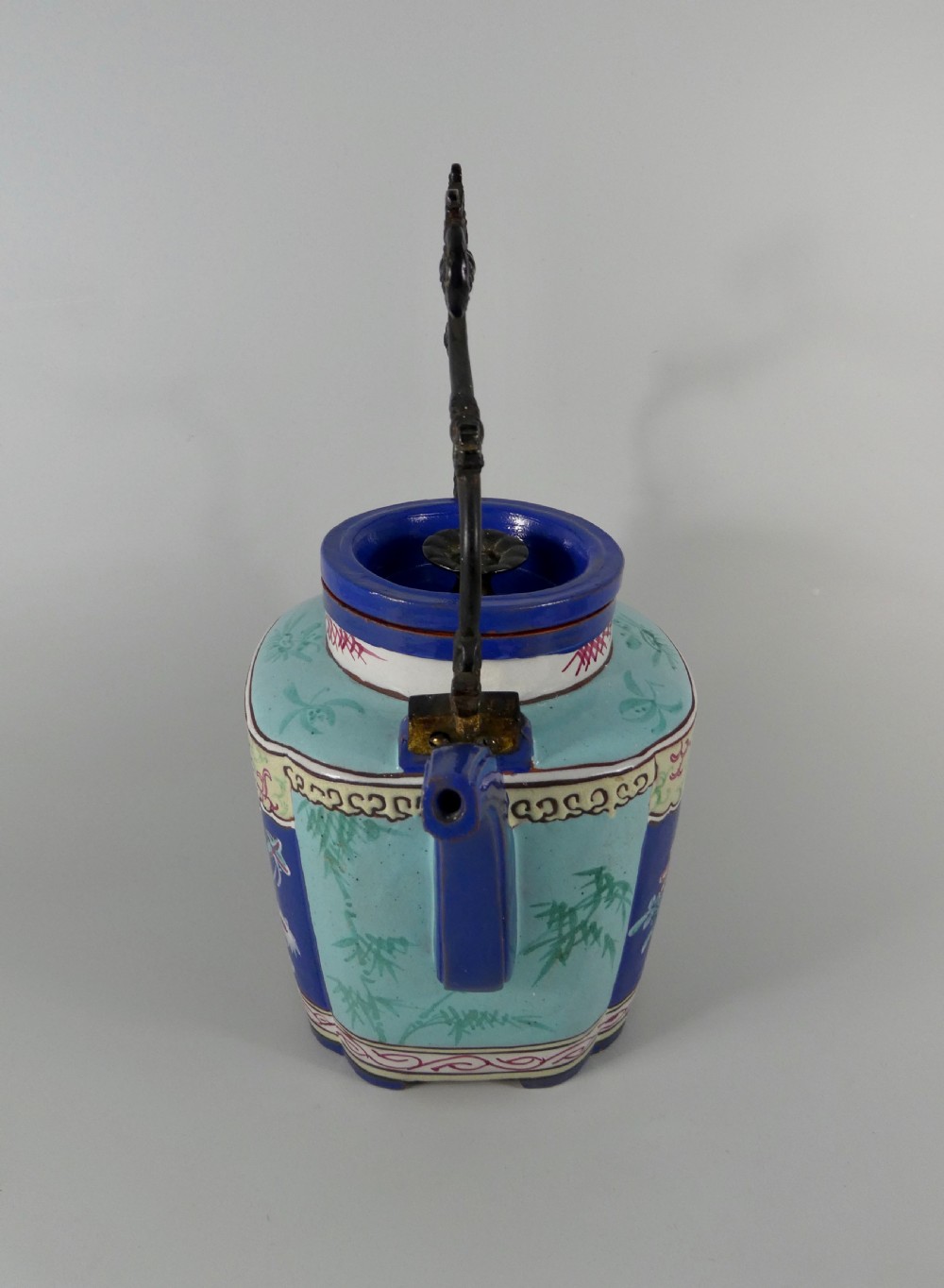 Chinese Yixing enamelled teapot, c.1850. Qing Dynasty. View XI