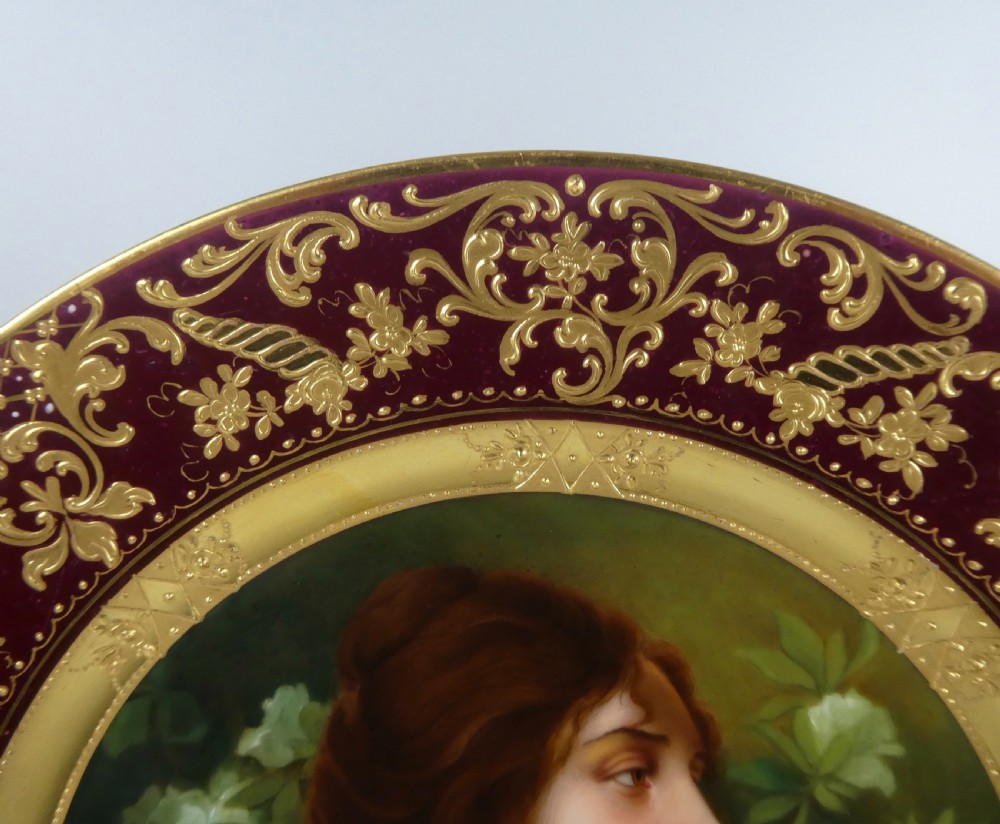 Vienna style porcelain dish, c. 1900. ‘Azalee’. signed C. Kiesel. View III