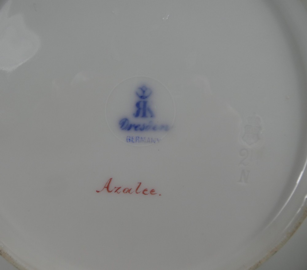 Vienna style porcelain dish, c. 1900. ‘Azalee’. signed C. Kiesel. View VI