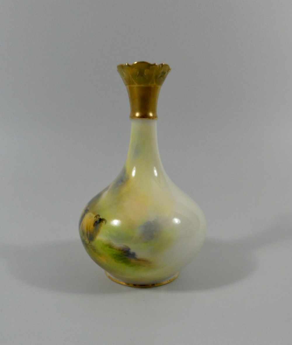 Royal Worcester porcelain vase. Sheep, by Harry Davis, dated 1914. View III