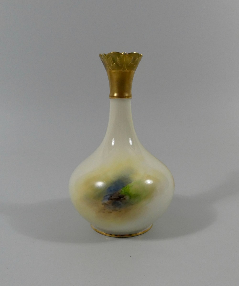 Royal Worcester porcelain vase. Sheep, by Harry Davis, dated 1914. View IV