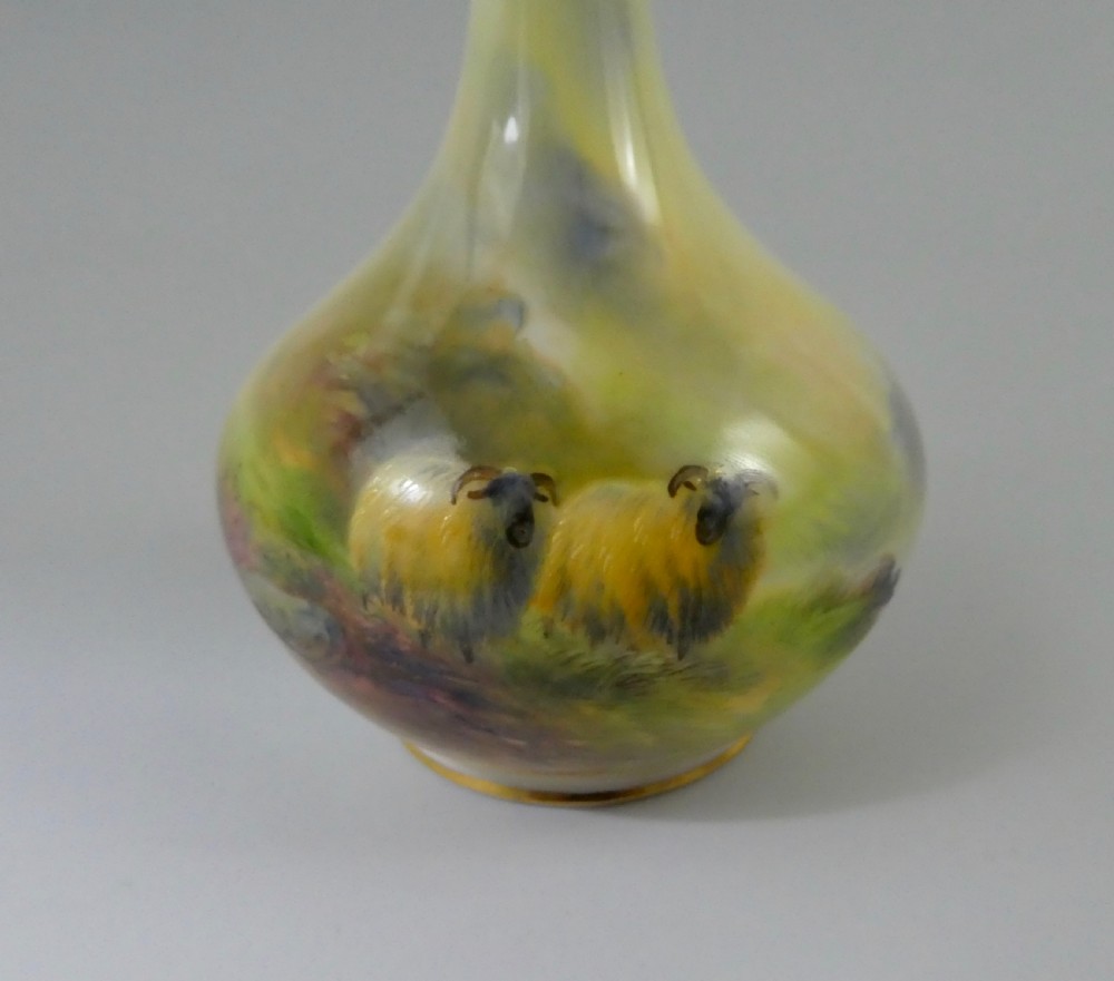 Royal Worcester porcelain vase. Sheep, by Harry Davis, dated 1914. View X