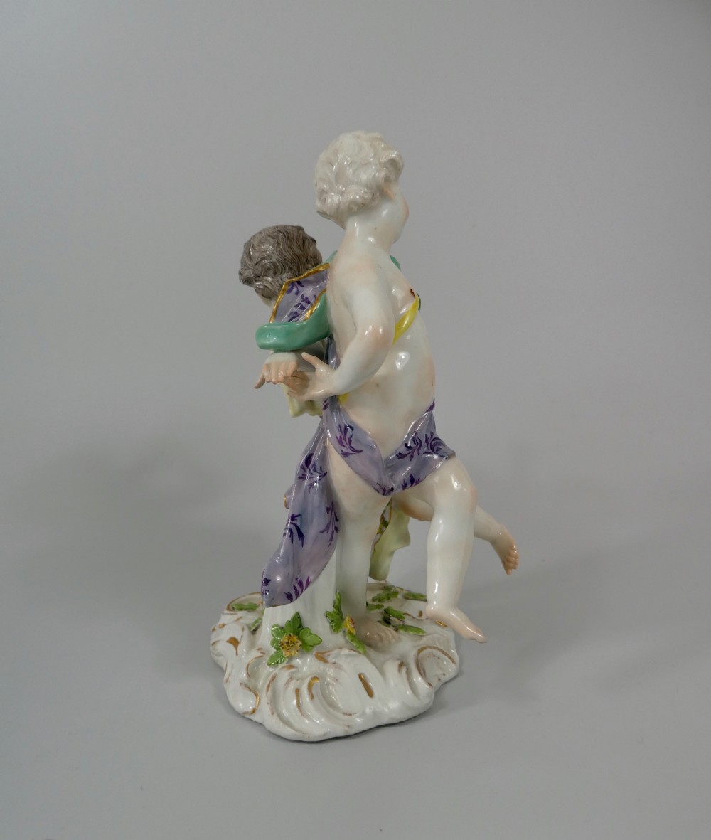 Meissen group of Dancing Putti, c. 1750. View X