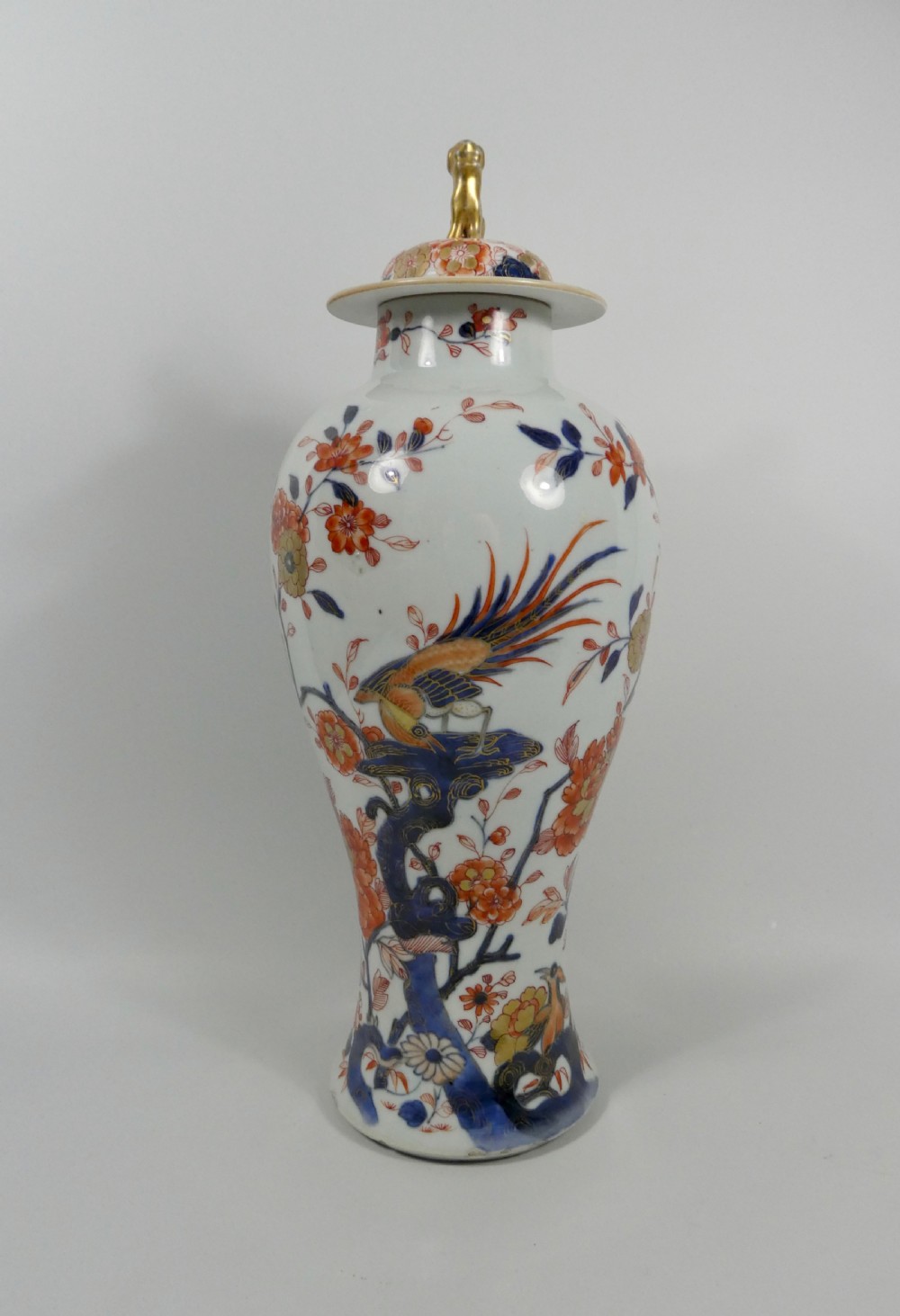 Chinese porcelain garniture of vases, c. 1720. Kangxi Period. View III