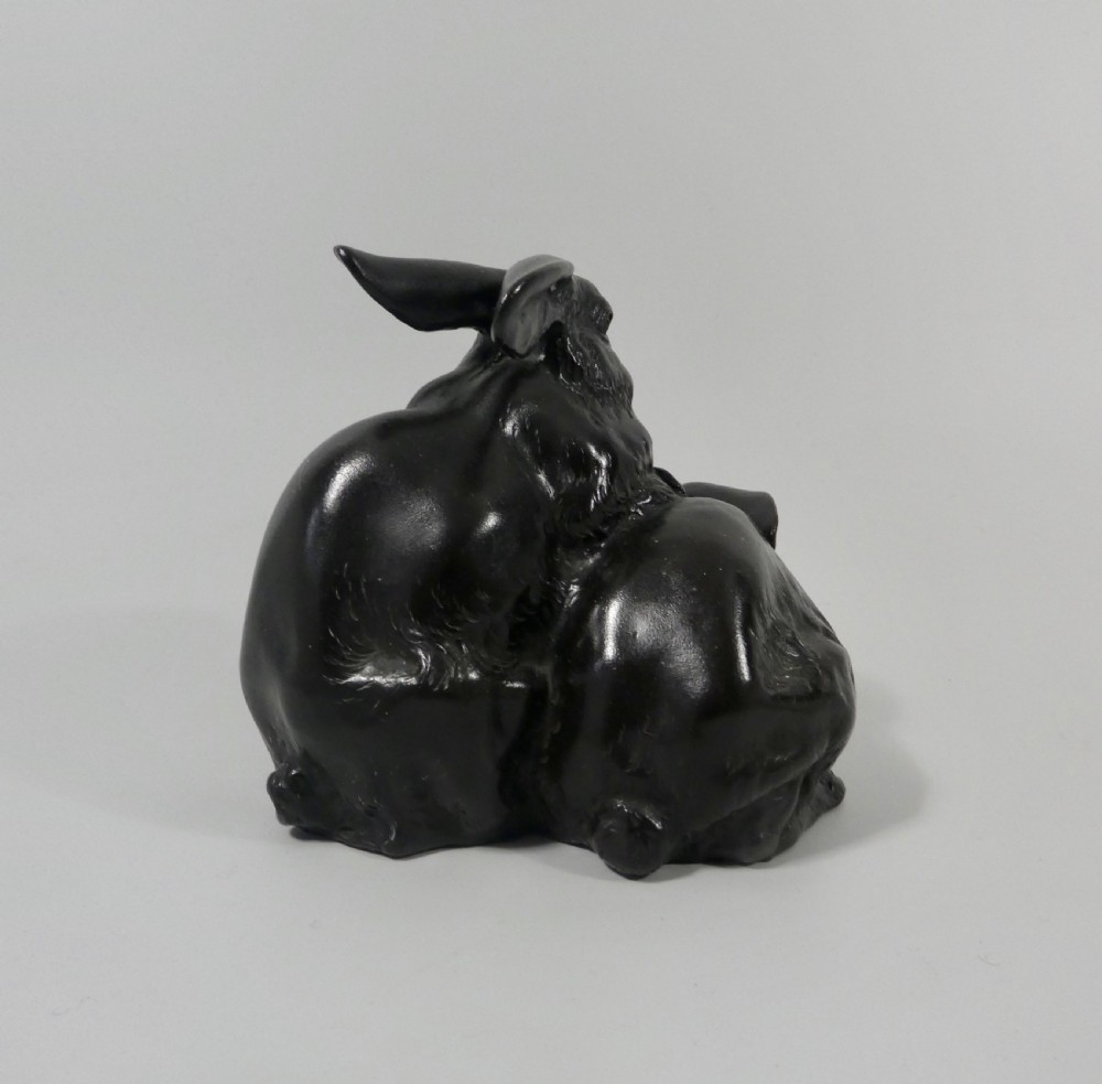 Japanese bronze okimono. Rabbits,  Okazaki Sessei, Meiji Period. View VII