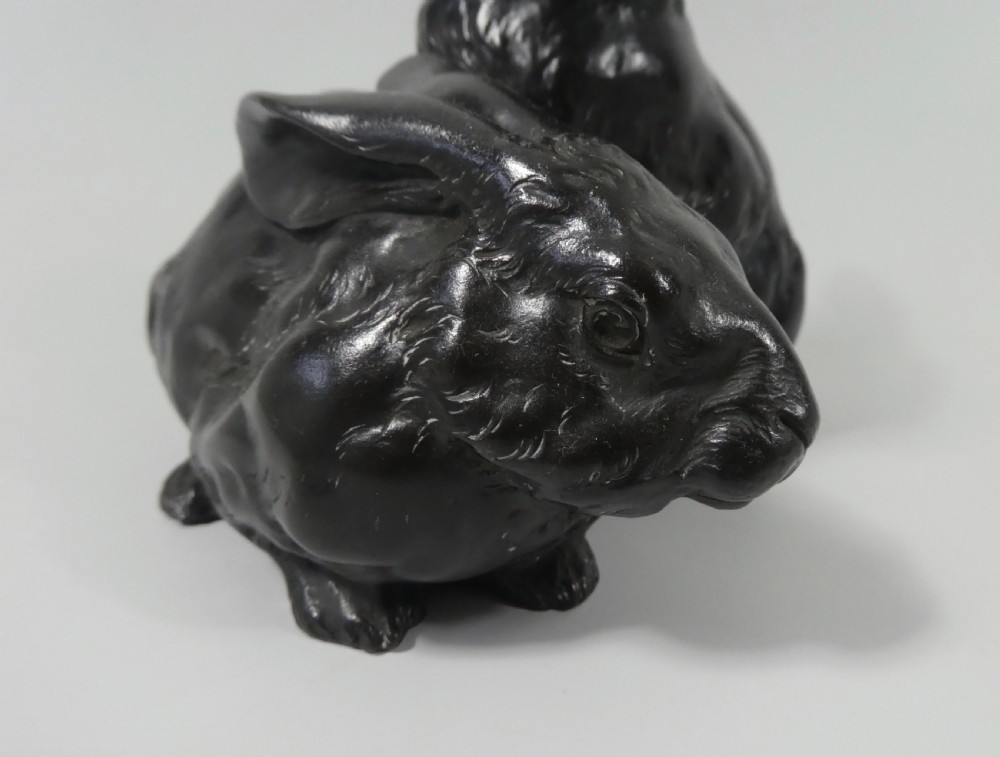 Japanese bronze okimono. Rabbits,  Okazaki Sessei, Meiji Period. View X