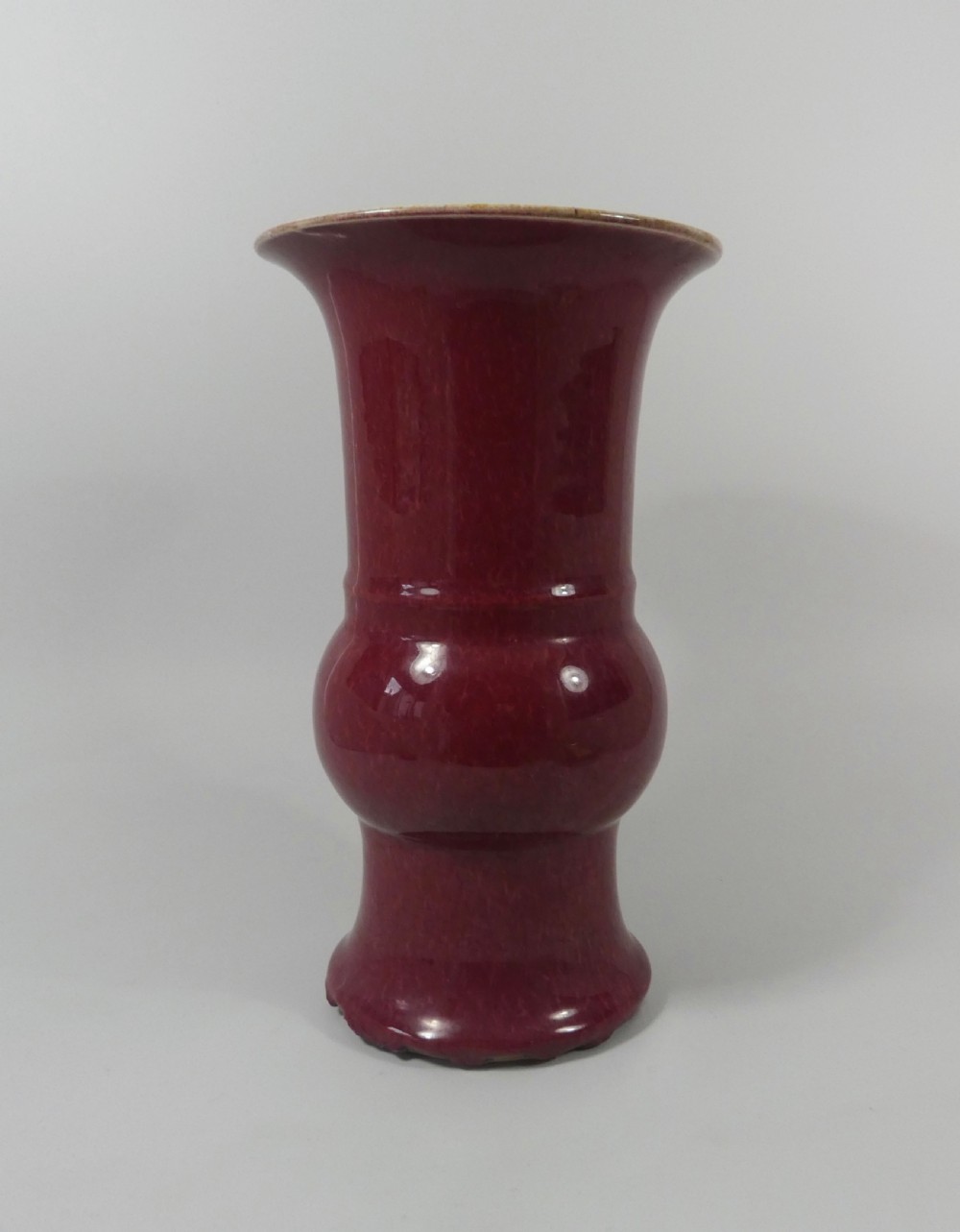 Chinese Sang de Boeuf Gu shape vase, 19th Century. Qing dynasty.