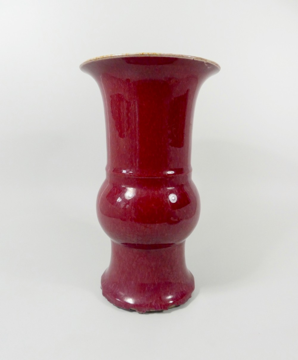 Chinese Sang de Boeuf Gu shape vase, 19th Century. Qing dynasty. View V