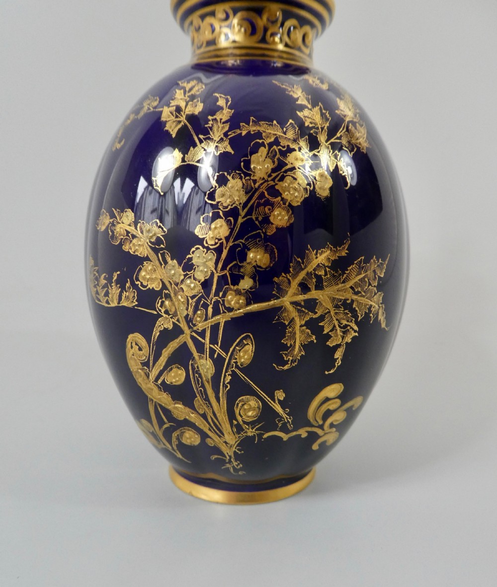 Royal Crown Derby porcelain vase & cover, dated 1909. View II
