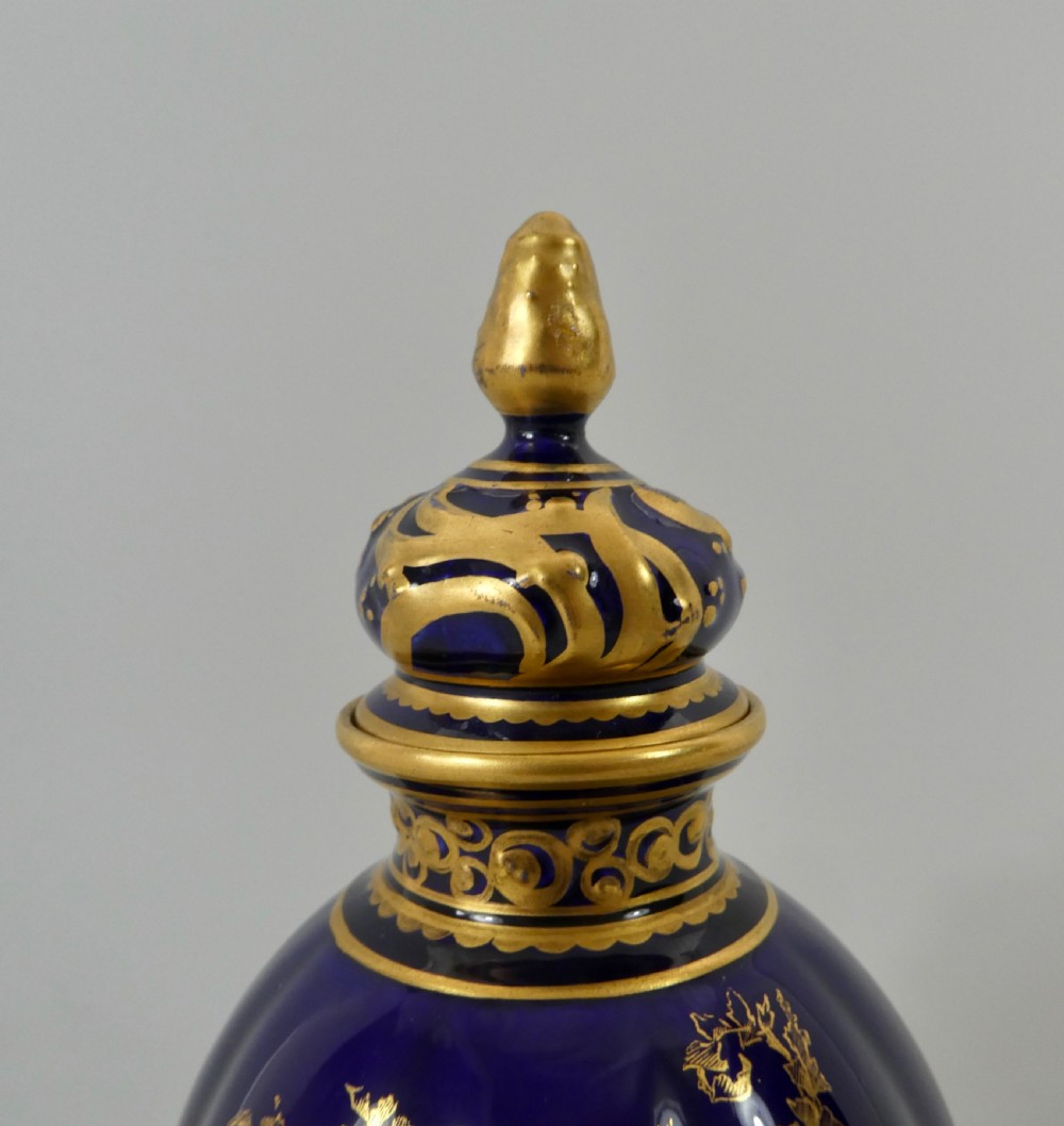 Royal Crown Derby porcelain vase & cover, dated 1909. View III