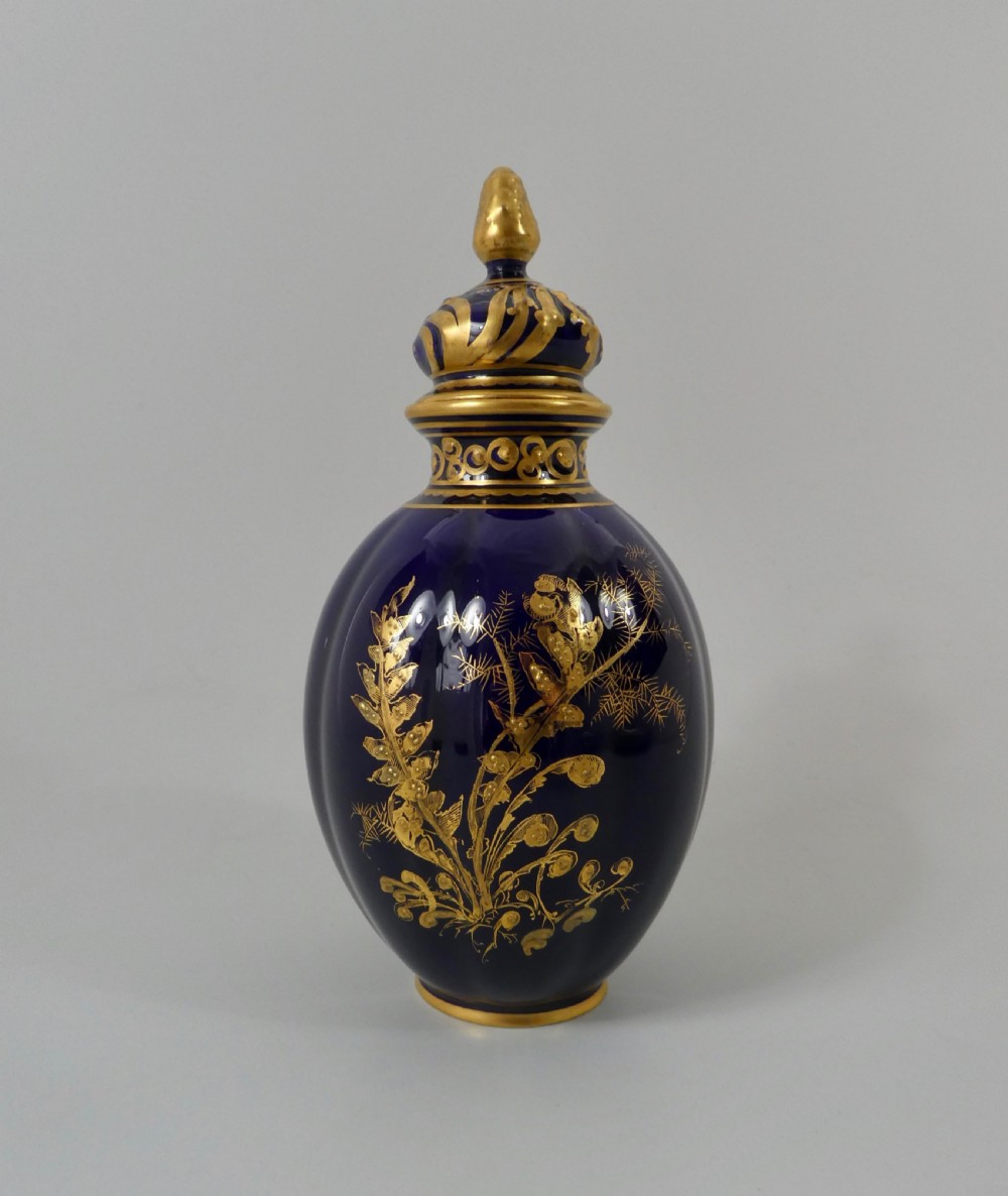 Royal Crown Derby porcelain vase & cover, dated 1909. View IV