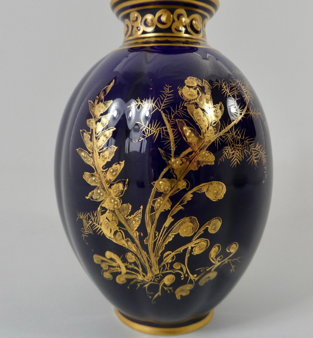 Royal Crown Derby porcelain vase & cover, dated 1909. View V