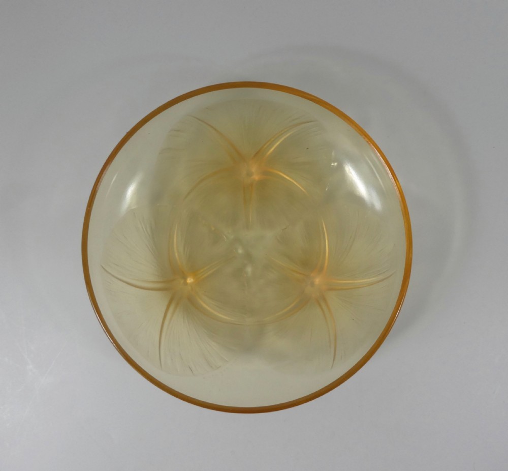Lalique amber glass bowl, ‘Volubilis’, c. 1920.