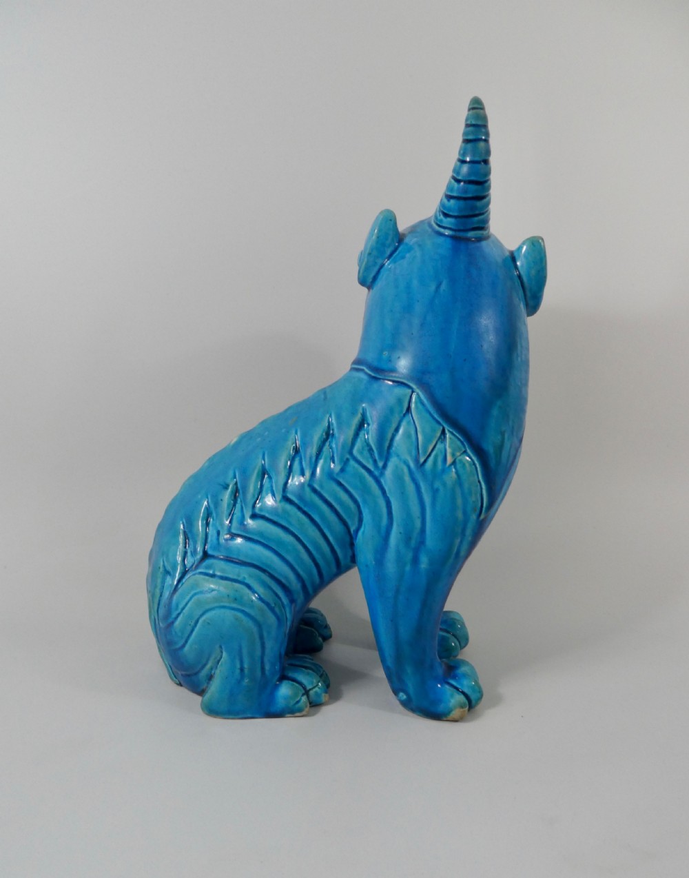 Chinese porcelain turquoise glazed Qilin, c.1880. Qing Dynasty. View IV