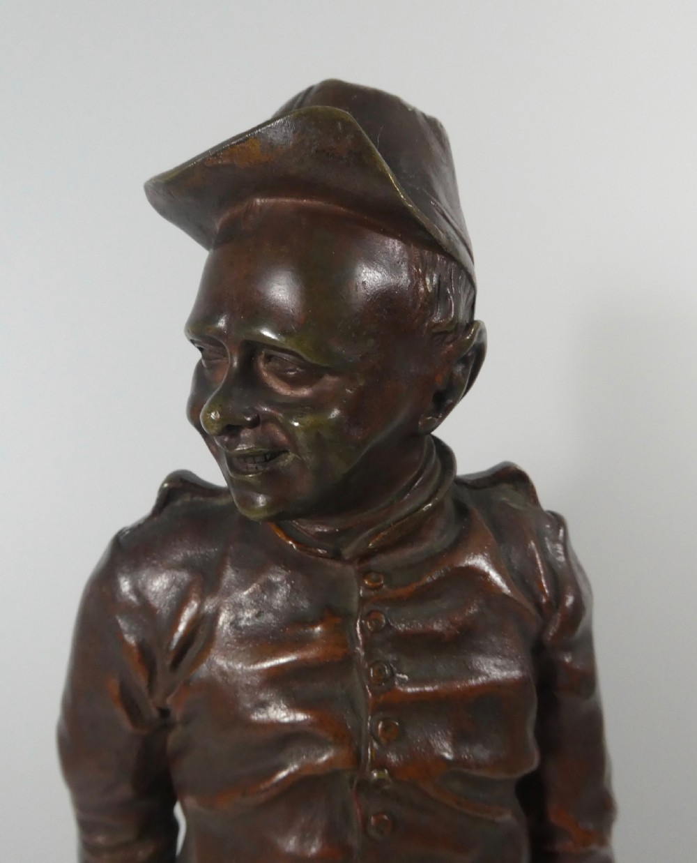 Léopold Eugène Kampf, bronze study of a young man, c. 1880. View II
