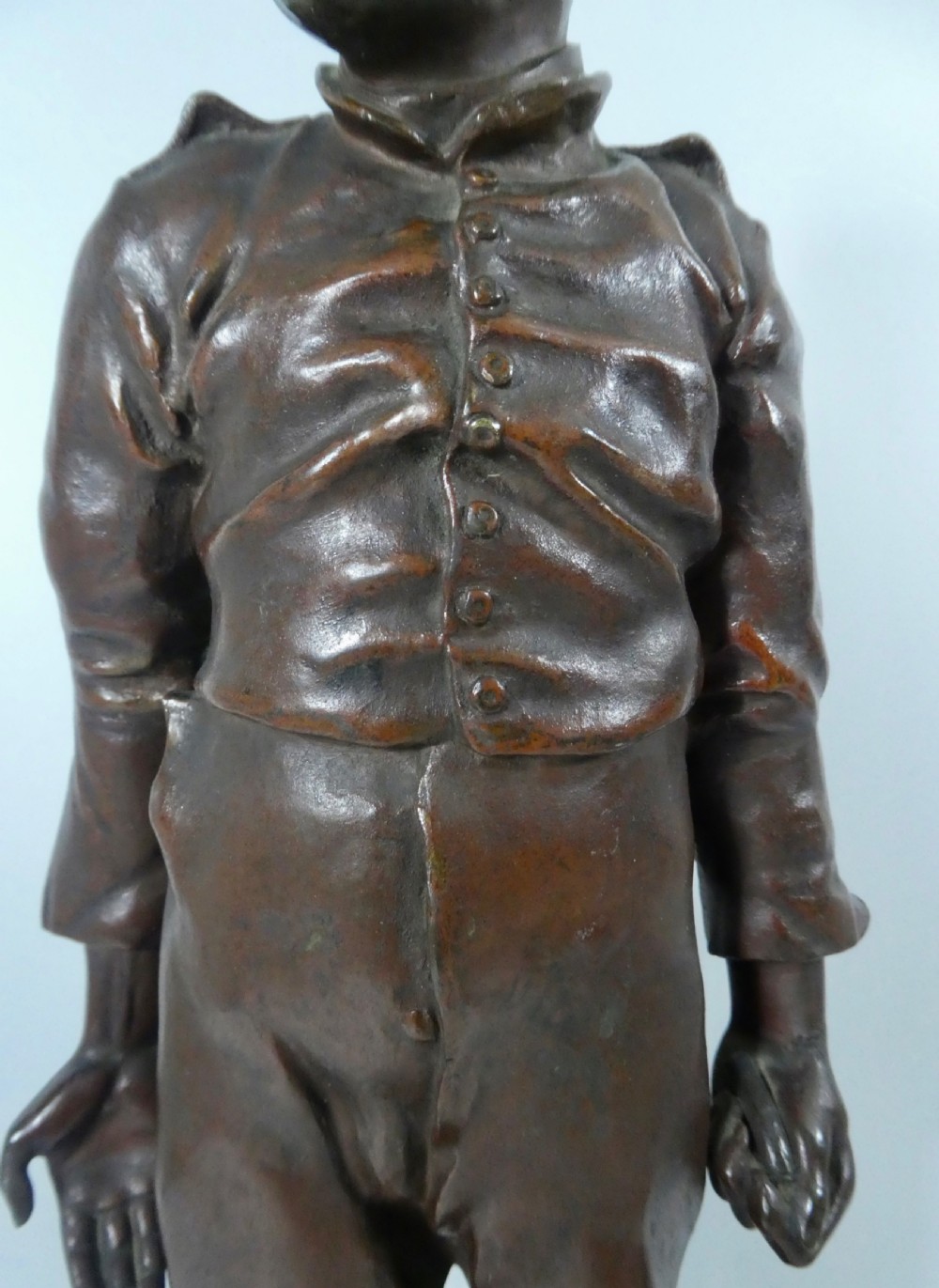 Léopold Eugène Kampf, bronze study of a young man, c. 1880. View III