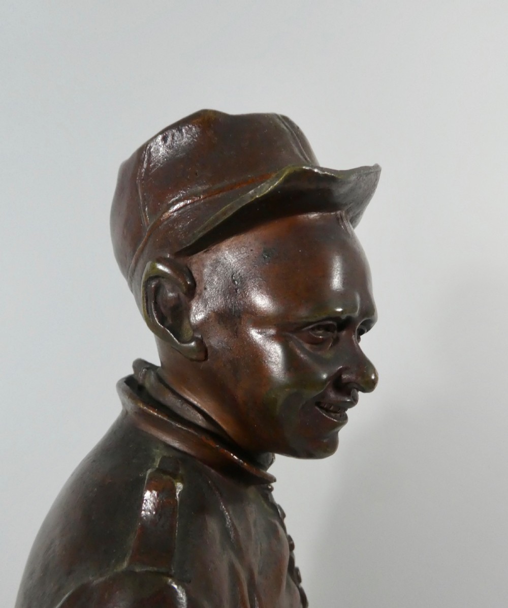 Léopold Eugène Kampf, bronze study of a young man, c. 1880. View VI