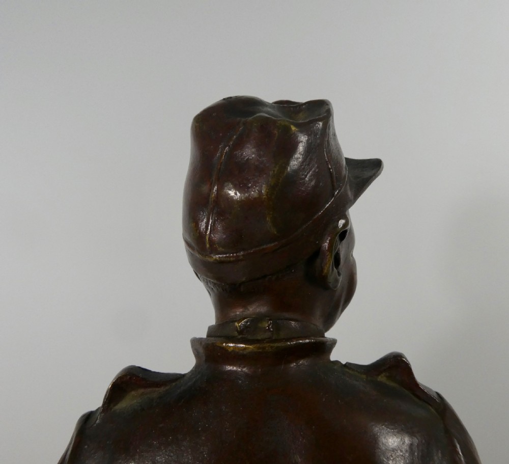 Léopold Eugène Kampf, bronze study of a young man, c. 1880. View XI