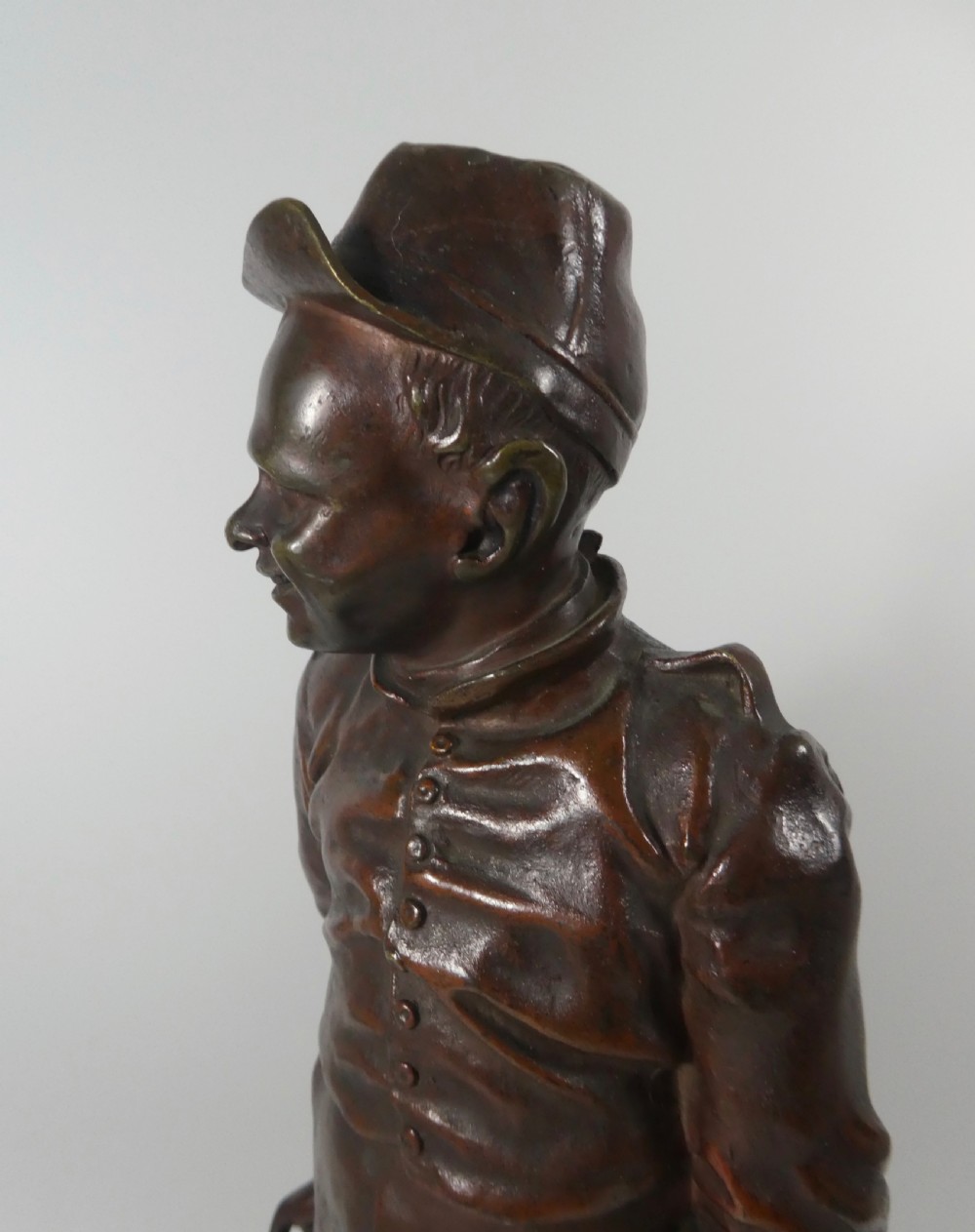 Léopold Eugène Kampf, bronze study of a young man, c. 1880. View XV