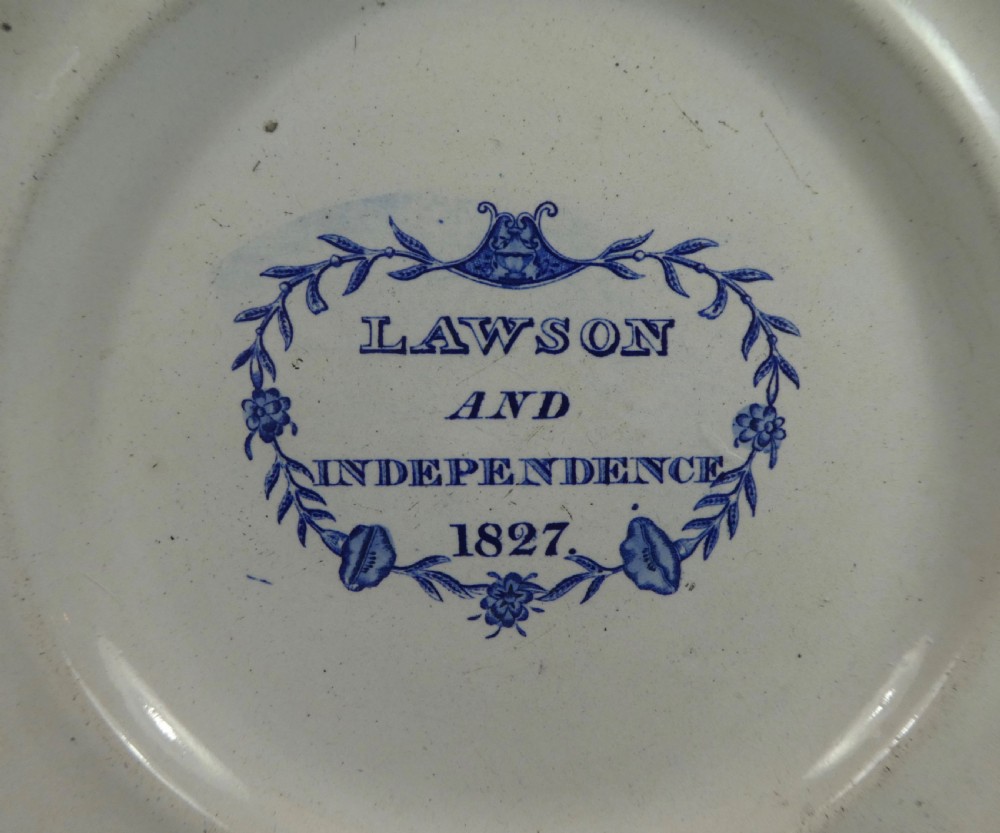English pearlware electoral plate, dated 1827. View II