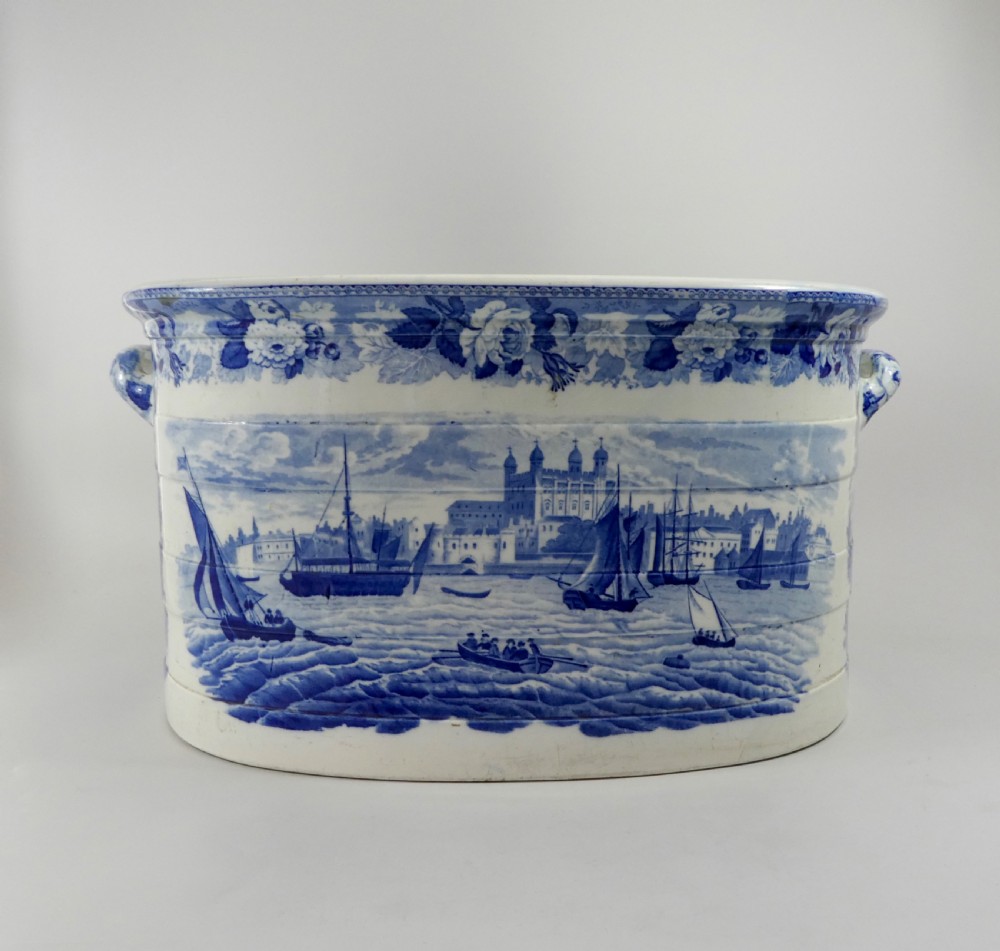 Wedgwood pottery foot bath Tower of London from the Thames, c. 1820.