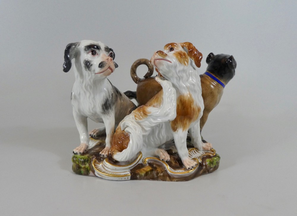 Meissen porcelain group of dogs, c. 1860.