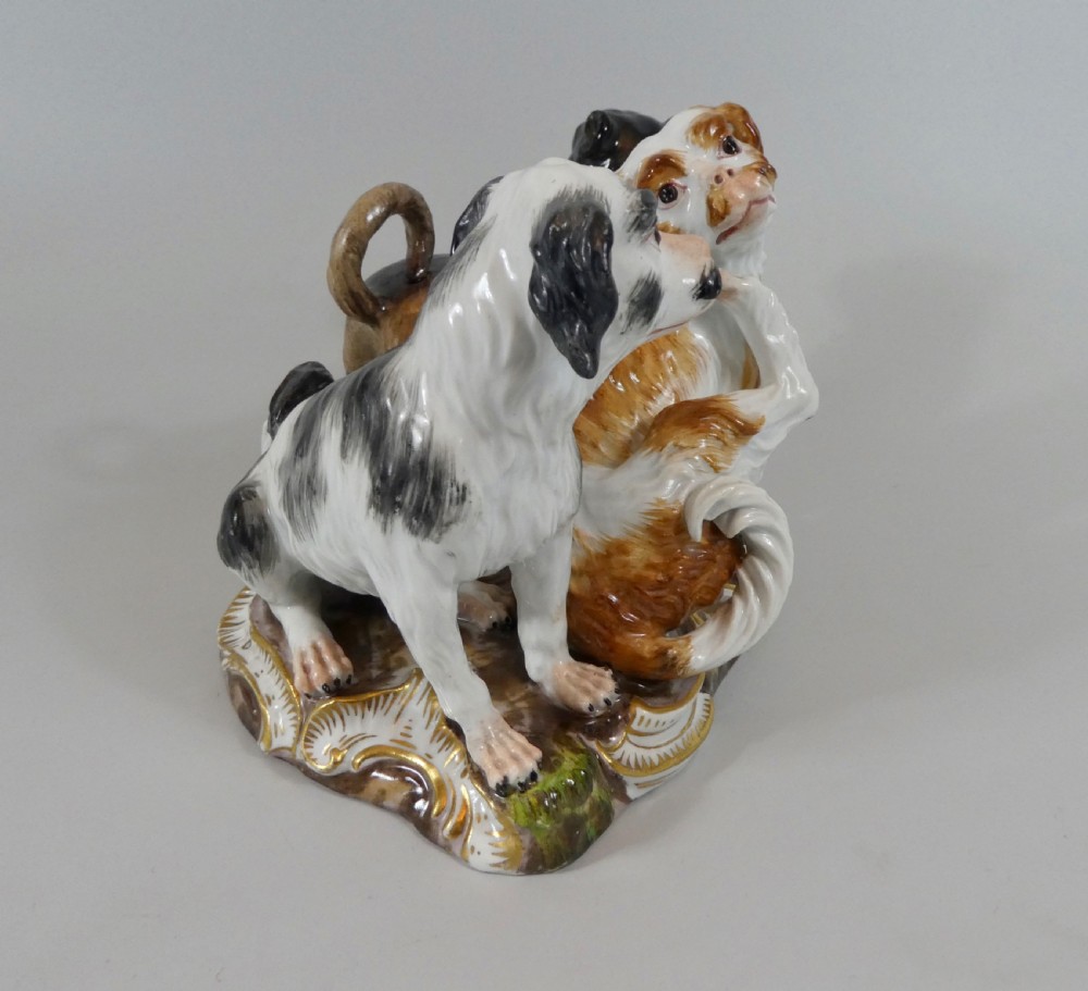 Meissen porcelain group of dogs, c. 1860. View II