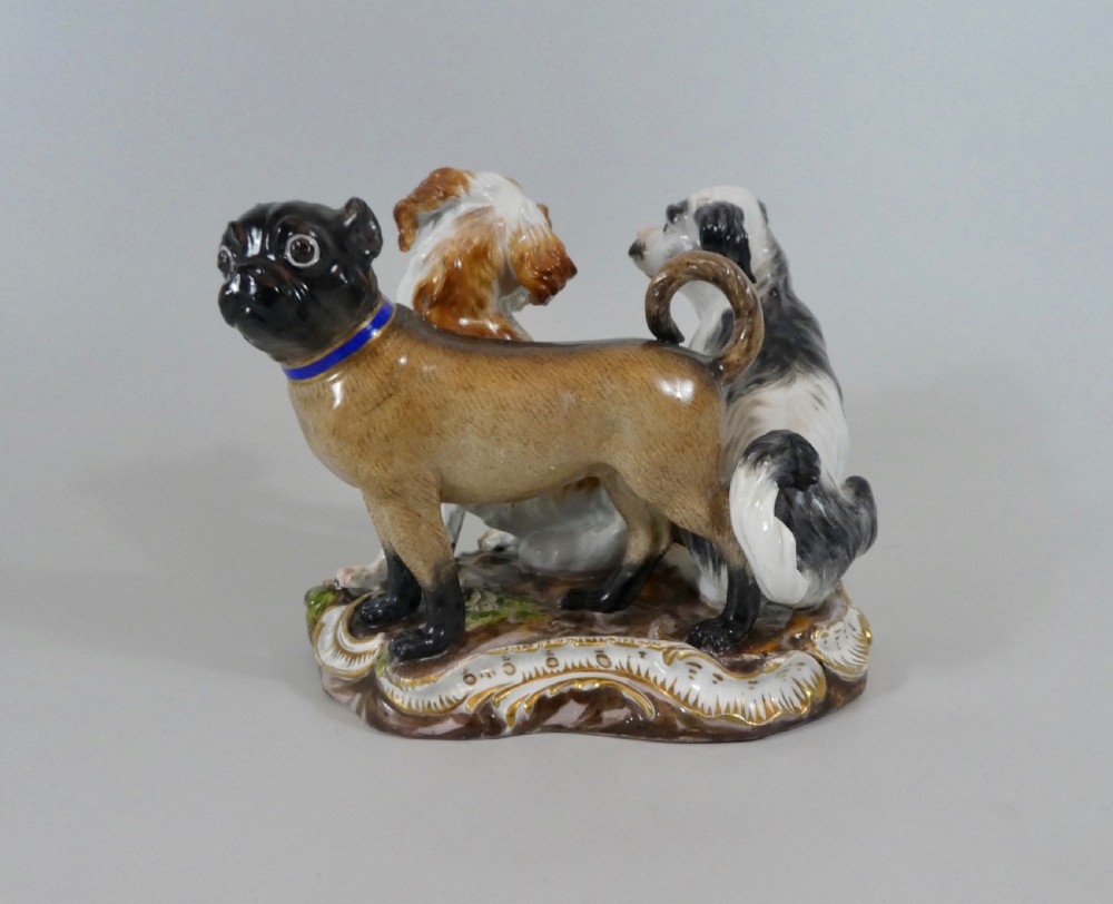 Meissen porcelain group of dogs, c. 1860. View III
